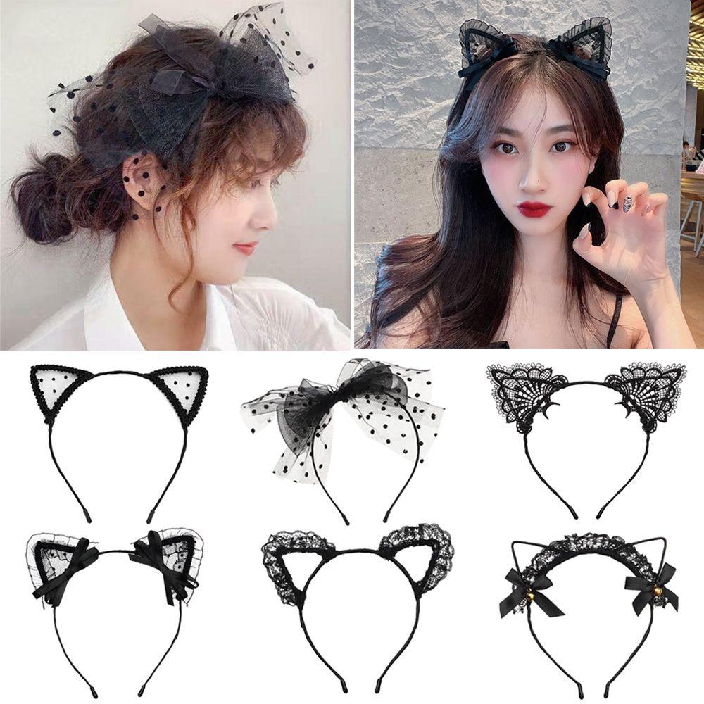 Adult Teens Cute Lace Cat Ear Headband Hair Accessories Fancy Dress Hairband Cosplay Headwear