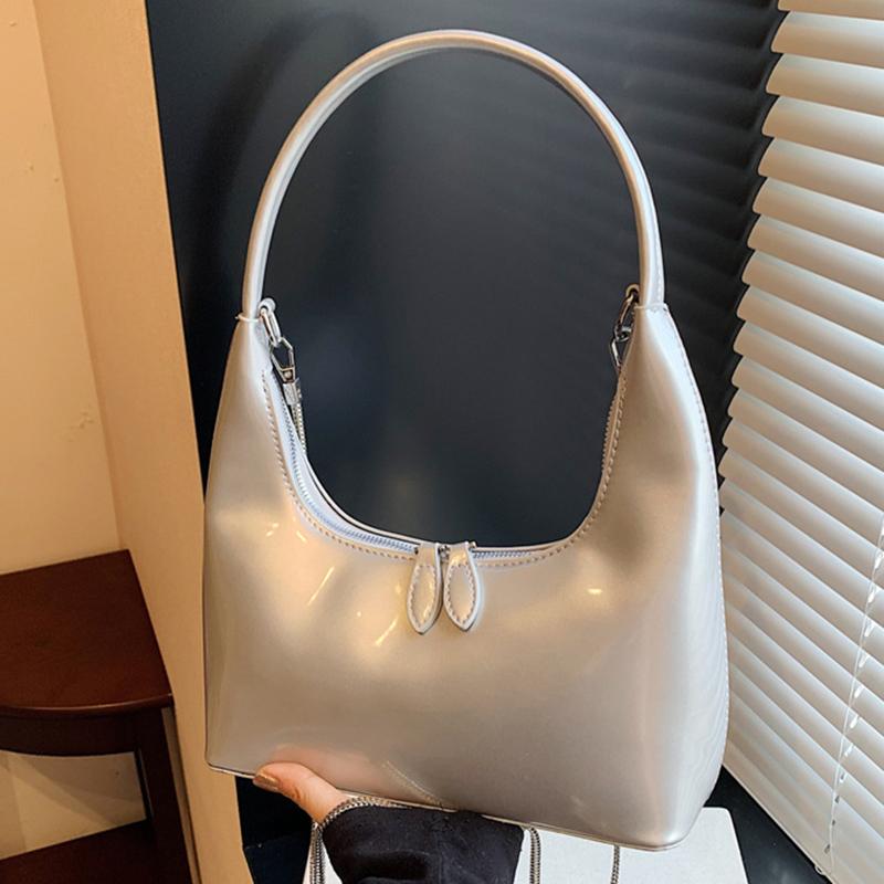 Роскошная лакированная сумка-хобо из искусственной кожи для женщин, шикарные сумки-мессенджеры с цепочкой для женщин, красный клатч для вечеринки под мышкой