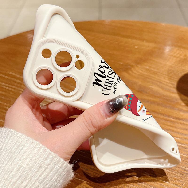 Рождественский Чехол для Телефона с Лосем для iPhone 17 16 15 Pro Max 14 Pro 13 12 11 XR XS 8 7 Дед Мороз Снеговик Защита Объектива Ударопрочный ТПУ Бампер