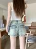 American Retro Y2k Denim Shorts Women Fashion Streetwear High Waisted Jeans Pants Female Casual Summer Jean Shorts Pockets 90s