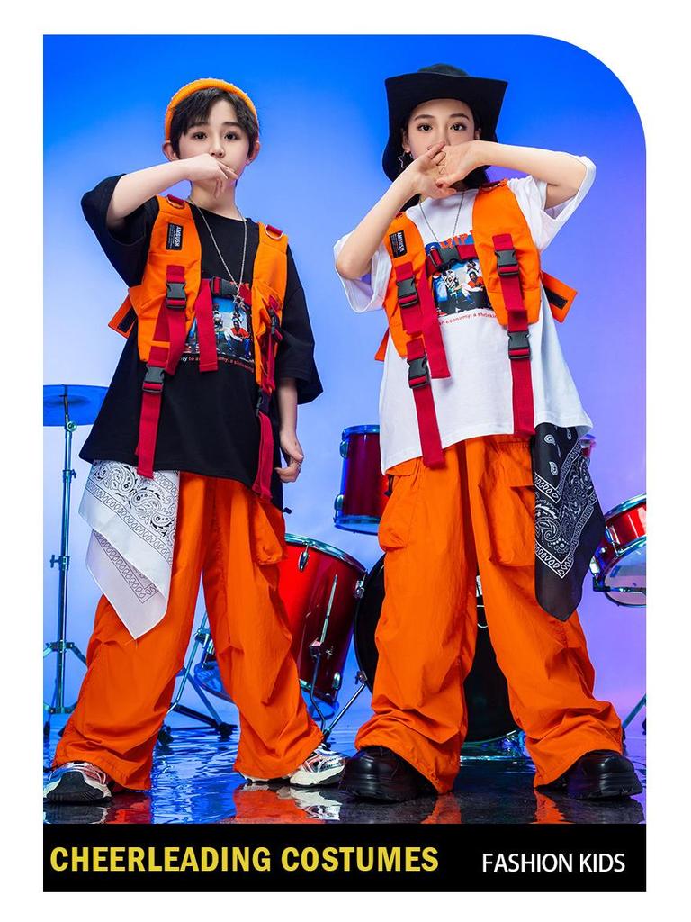 Детские костюмы для уличных танцев: Летняя одежда для выступлений в стиле джаз и хип-хоп для мальчиков и девочек