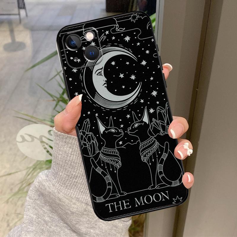 Чехол для телефона «Лунное Таро Кот-Ведьма» для iPhone 16 15 14 Pro Max 11 12 13 Pro Max Mini XR 16 15 Plus 16e Задняя крышка