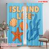 2pcs 2D Flat Printing Window Curtains Island Life Seashell Starfish 100% Polyester Without Electricity Holiday Decorations