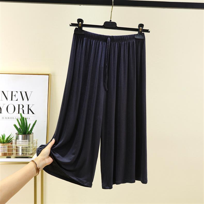 Женские летние модальные широкие брюки для отдыха - Однотонные, универсальные, свободного кроя, длиной семь восьмых
