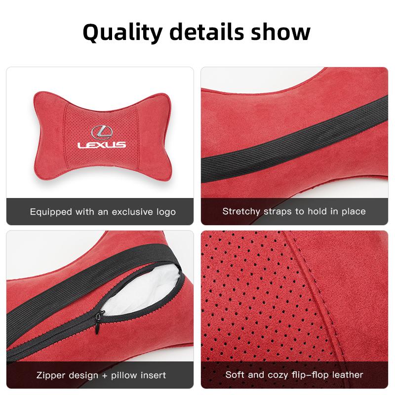 Suede Headrest Car Breathable Memory Foam Neck Pillow For Lexus RX300 IS200 IS250 ES350 Ct200h UX250h NX300h ES300h RX400h NX