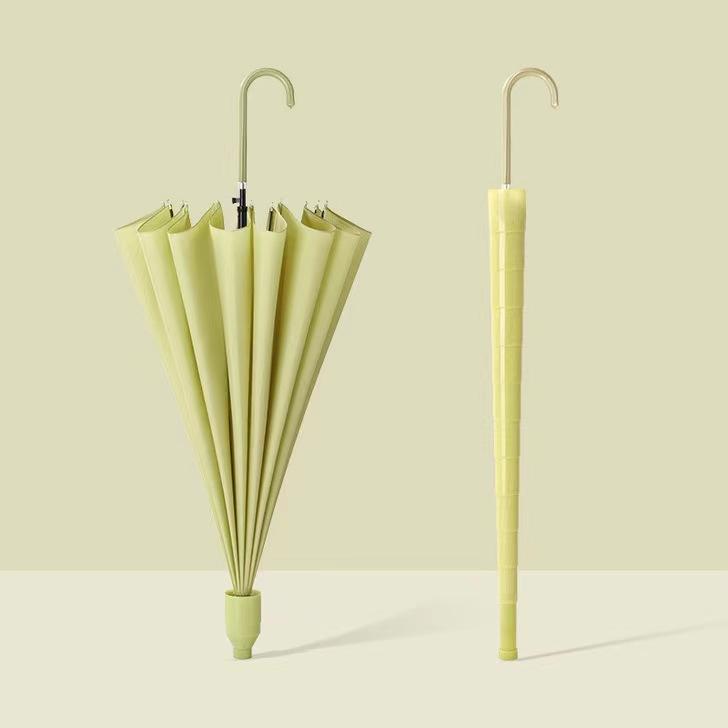 Новый 16-спицевый маленький свежий простой модный креативный зонт-автомат с изогнутой ручкой, водонепроницаемый чехол для зонта