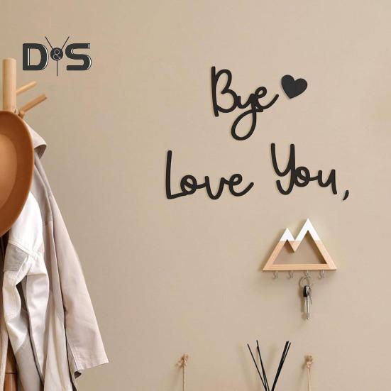 Love You Bye Wooden Sign Wall Decoration Sign Family Entryway Decor Above Door Wall Art Sign for Valentine's Gift Home Entrance Hallway