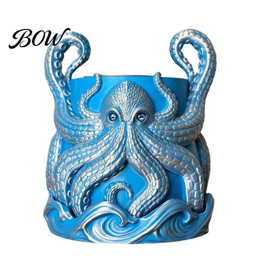 Unique Plant Gift for Gardeners 3D Printed Octopus Planter, Planter with Tray, Holder, Nautical Coastal Modern Home Decor Indoor Outdoor Holder