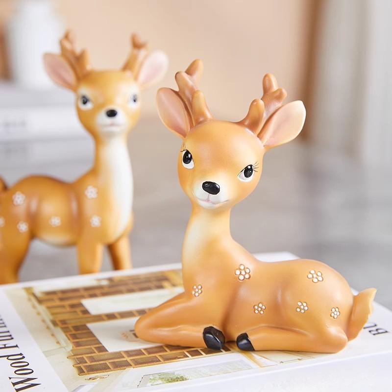 Healing Plum Blossoms on Deer Fine Young Students Room Bedroom Desk Decoration Girl Birthday Gift Idea Resin Craft Durable