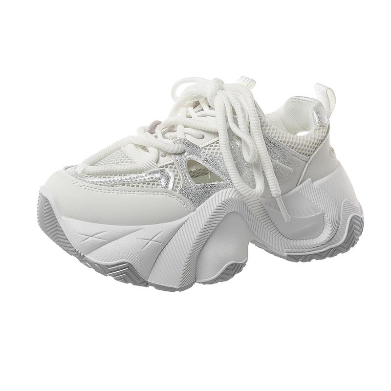 Мода 2024 года. Новые туфли. Женские туфли на шнуровке. Женская обувь из вулканизированной кожи. Осенняя дышащая сетка. Разноцветная платформа. Повседневная спортивная обувь для ходьбы.