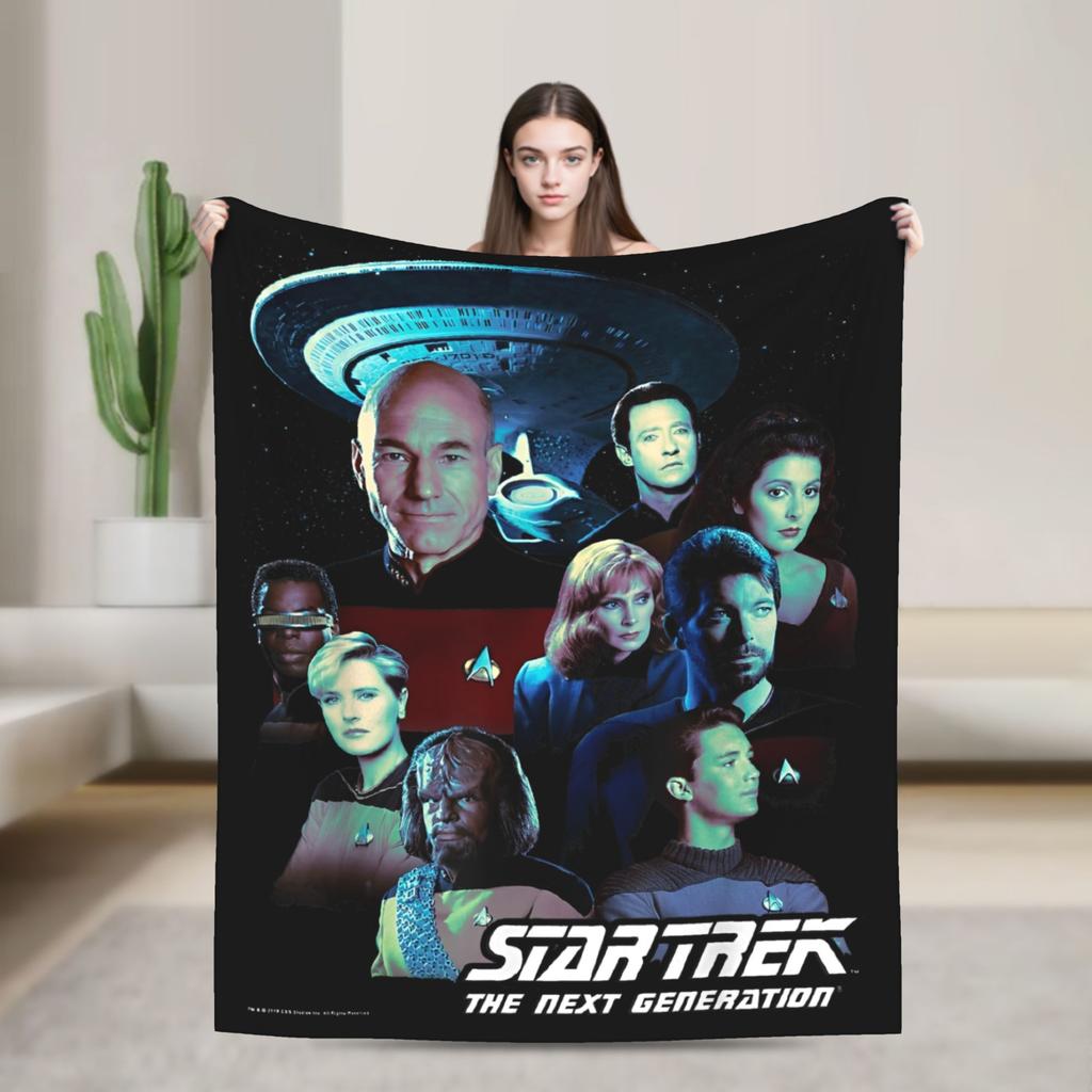 Звездный путь: Следующее поколение Портреты членов экипажа мостика Пледы Пушистый теплый плед для дома Ресторана Текстильный декор,