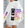 Be Kind Hoodies Women Letter Prints Winter Warm Hooded Street Pocket Loose Sweatshirts Casual All-match Woman Clothes