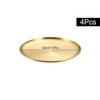 4Pcs Stainless Steel Storage Tray Luxurious Brass Gold Round Plate Fruit Cake Steak Snack Kitchen Metal Storage Tableware Dish