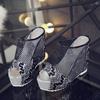 Fashion New Lace Slippers Thick Sole Platform Shoes Flat Wedge Platform Fish Mouth Sandals and Slippers Super High Heel Women's Shoes