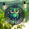 Starry Sky Owl Wind Chime Outdoor Garden Decor Metal Wind Powered Rotating Hanging Ornament with 360 Swivel Hook Easy Install No Electricity Needed