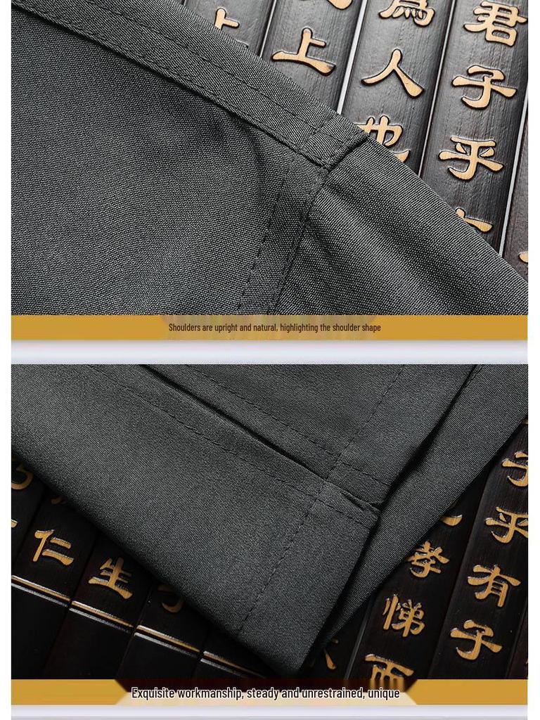 Мужской летний тан костюм с коротким рукавом в китайском стиле