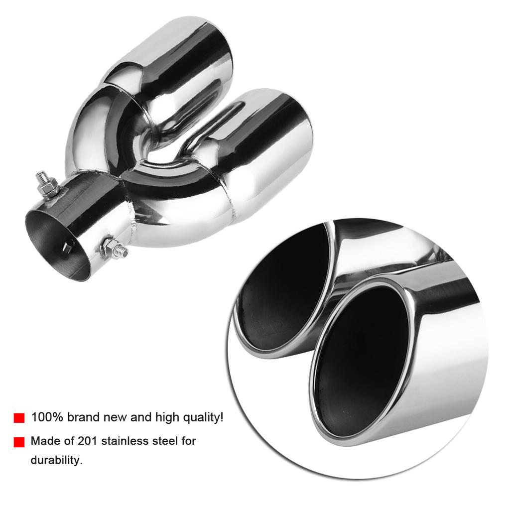 Car Dual Exhaust Tail Pipes 201 Stainless Steel Muffler Tips 63?76?220