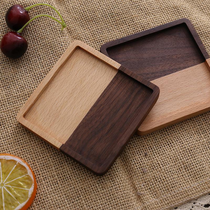 Набор деревянных подставок для чая и кофе с гравировкой, креативными изоляционными прокладками и подносами