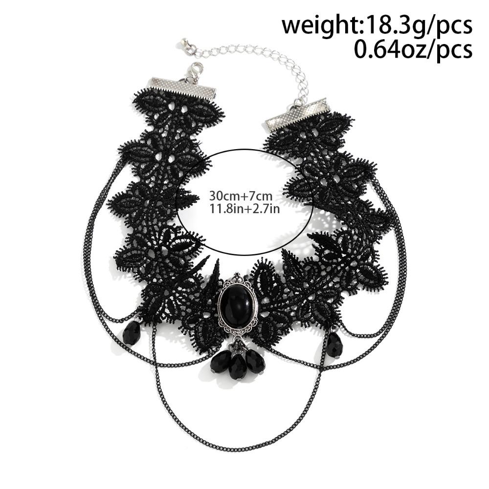 Water Droplet Shaped Lace Black Lace Pendant Choker Black Lace Chain Jewelry Girls Gifts