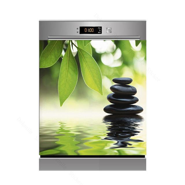 3D бамбуковая текущая вода, свеча, камень, посудомоечная машина, холодильник, морозильная наклейка, детская художественная крышка двери холодильника, обои, кухонный декор