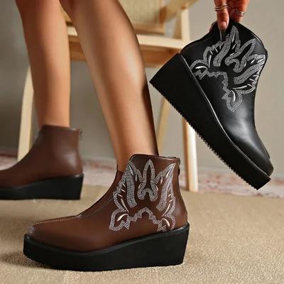 Новые зимние женские удобные танкетки nDesigner ретро туфли на среднем каблуке трендовые классические элегантные модные ботинки обувь для