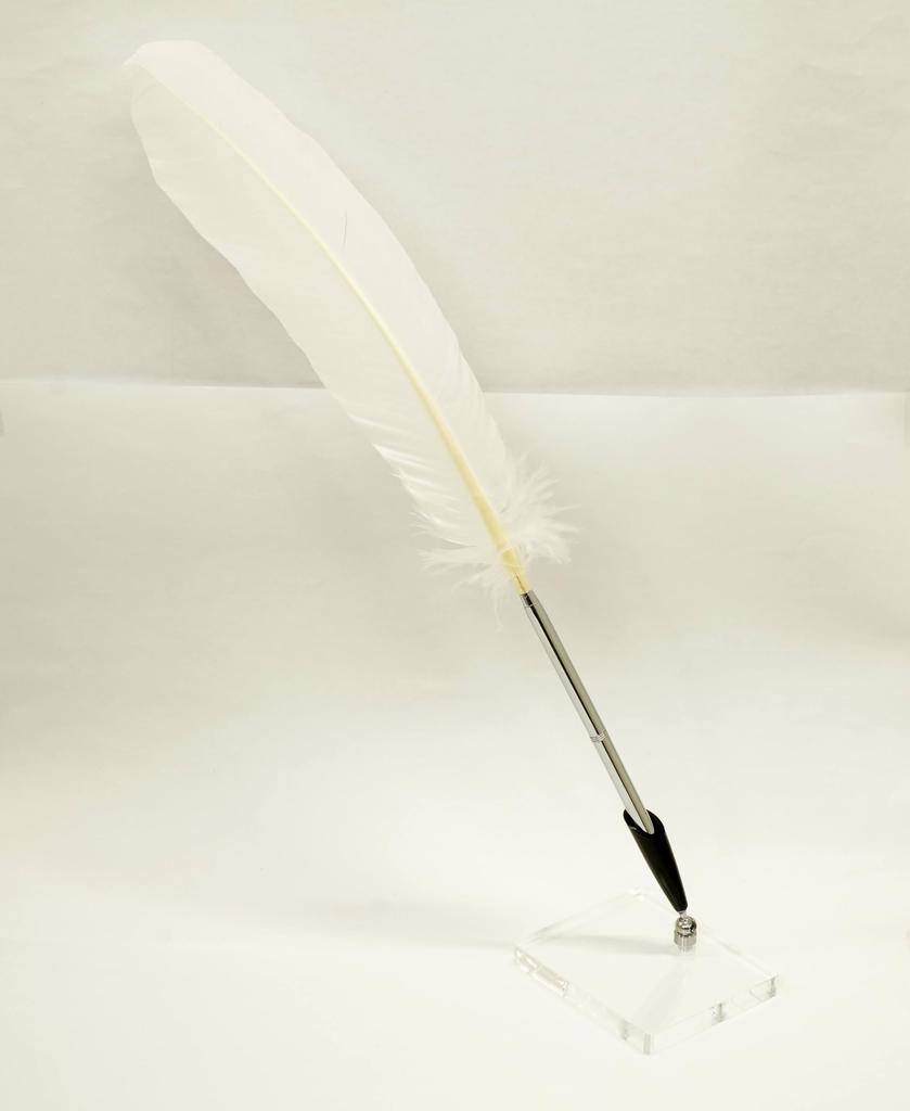 Набор индейка перьевая латунь роторные бункеры ручка прозрачная акриловая подставка с черным держателем для ручки Белое перо 2 набора японской обработки +
