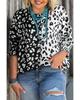 Azura Exchange Черная блузка большого размера с контрастным леопардовым принтом и короткими рукавами