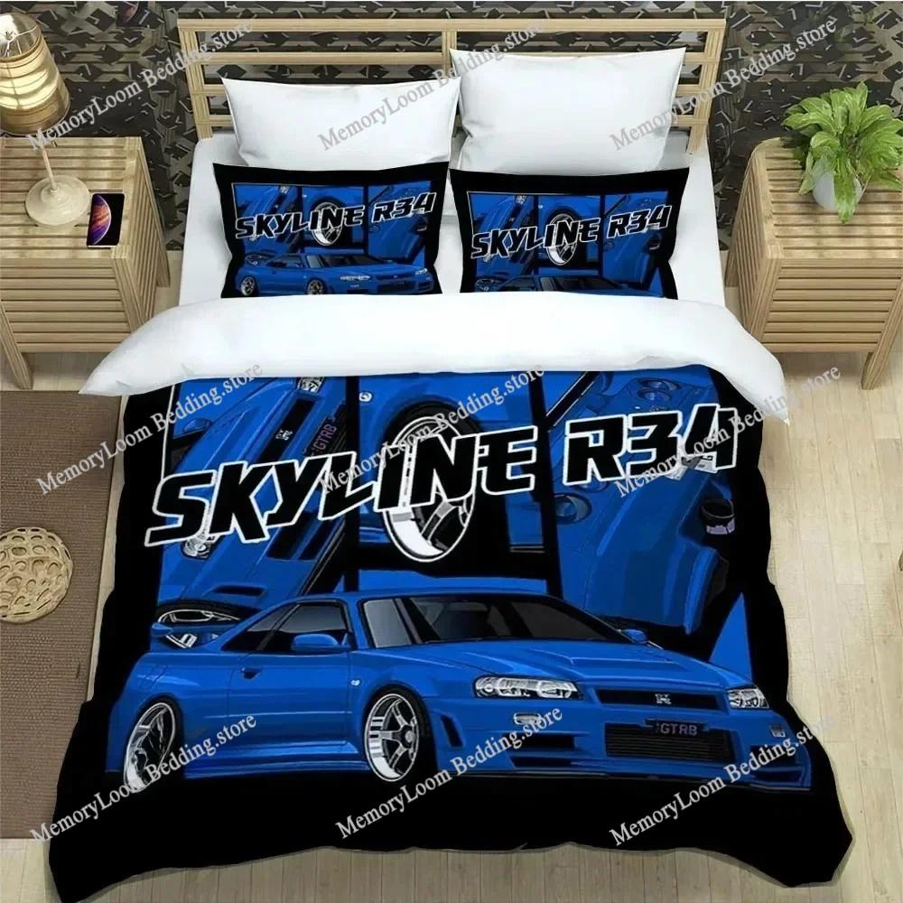 G-GTR Racing R-Retro Комплект постельного белья Печатная пододеяльник Удобный Дышащий Роскошный Хлопок Одеяло Наволочка Односпальный KingQueen Размер