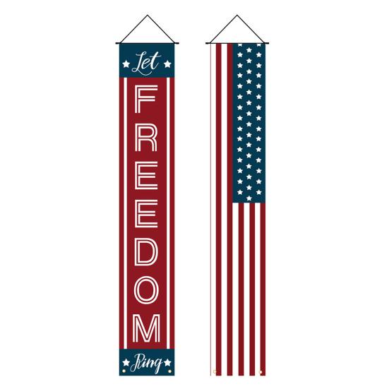 4th of July Patriotic Door Banners Outdoor Patriotic American Flag Hanging Porch Sign for Independence Day Memorial Day Decor