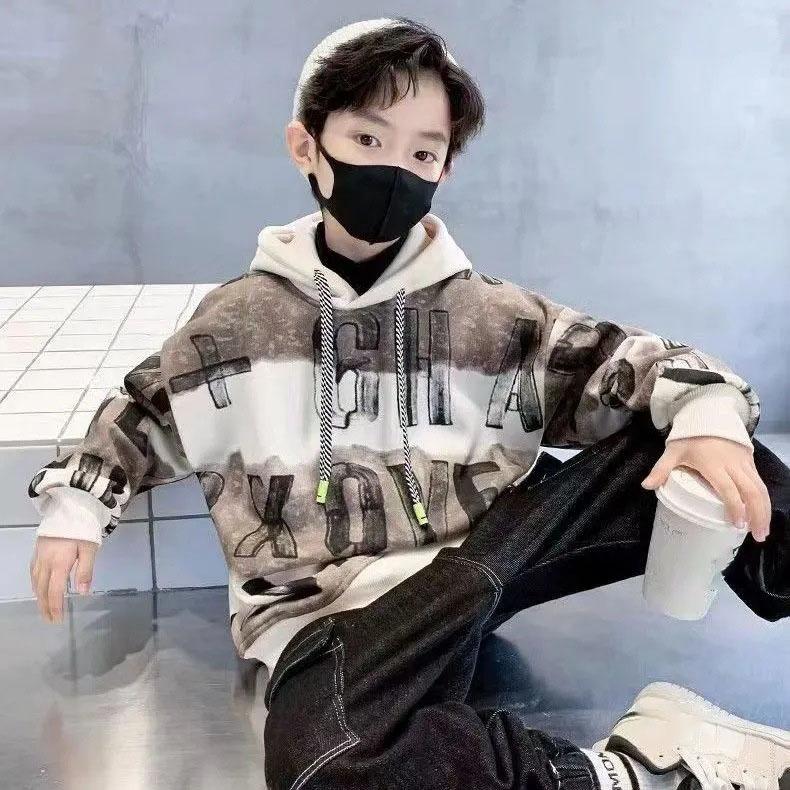 Осенняя повседневная модная толстовка с капюшоном для мальчиков