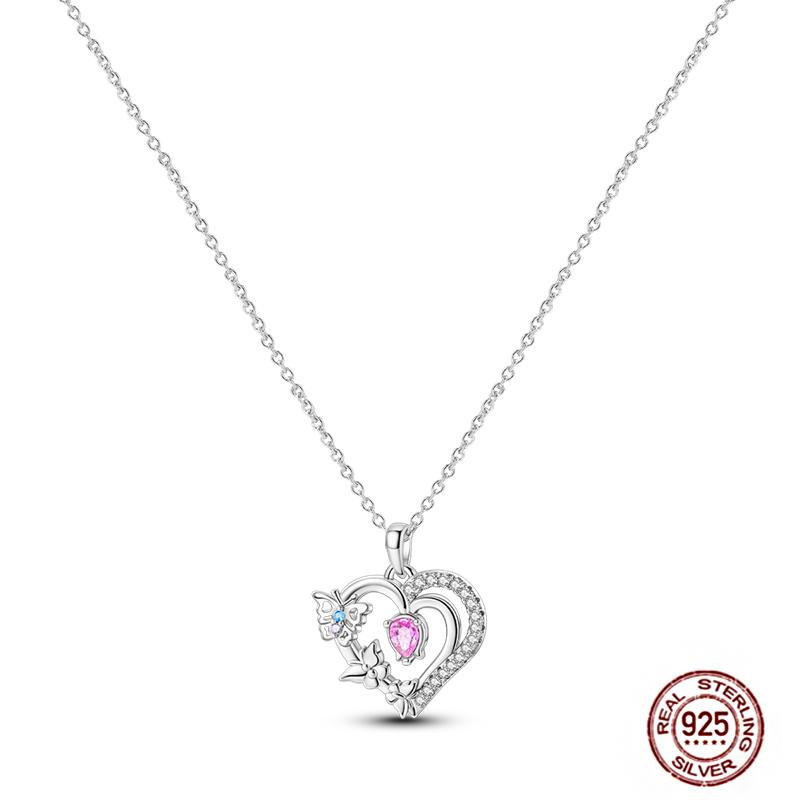 Copper Pendant Necklace Pink Heart Star Moon Firefly Plant Charm Basic Chain Necklaces Original Festival Jewelry For Women G