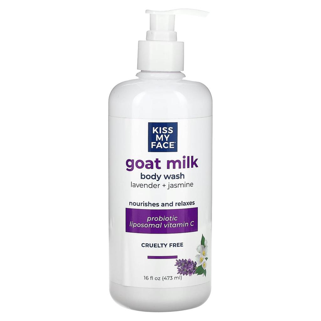 Kiss My Face Goat Milk Body Wash, Lavender + Jasmine, 16 Fl Oz (473 Ml)