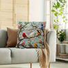 Вышитая наволочка 45 см с красочными птицами и цветочным принтом для декора гостиной