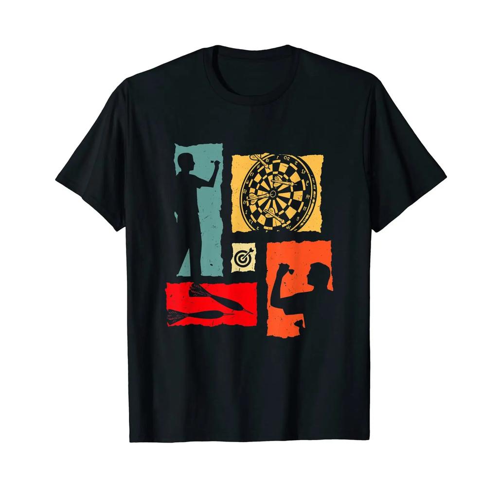 Dart Retro Vintage For Player T Shirt Black Vintage Washed Stretched Unisex Versatile Top For Everyday Wear Stylish Breathable