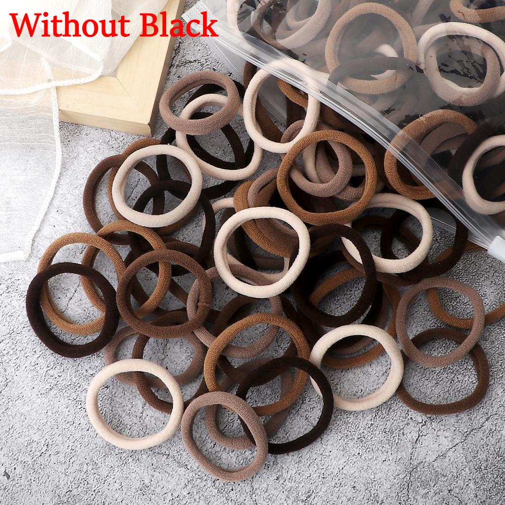 100/200 шт. Эластичные женские резинки для волос, завязки 4 см, темные цвета, повязка на голову, аксессуары для волос для девочек, головные уборы, не повреждающие волосы