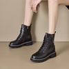 Autumn New Genuine Leather Women's Thick-Soled Double-Sided Zipper Boots Height Increasing Insole Women's Shoes