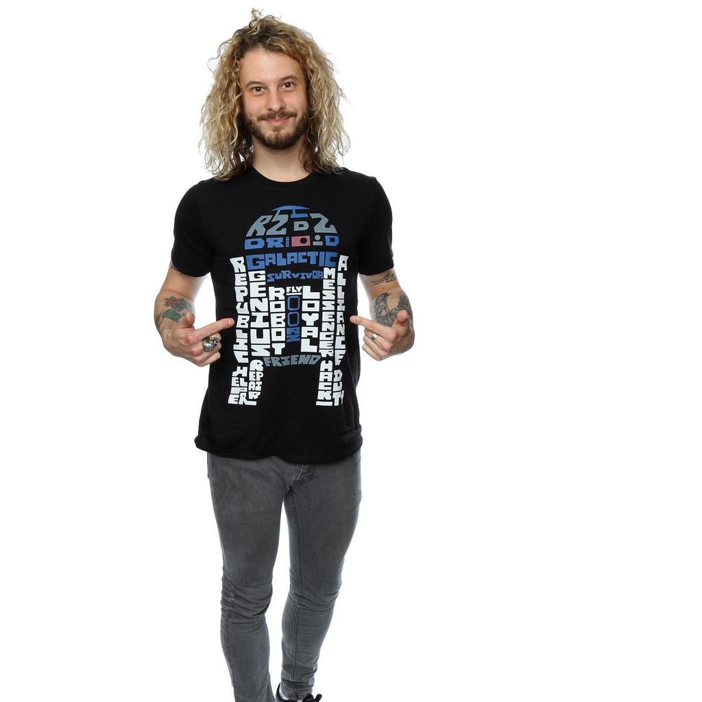 Star Wars Mens R2-D2 Text Head T-Shirt