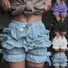 Women's Shorts Solid Color Pleated Wear Shorts Over Cake Layer Base Shorts
