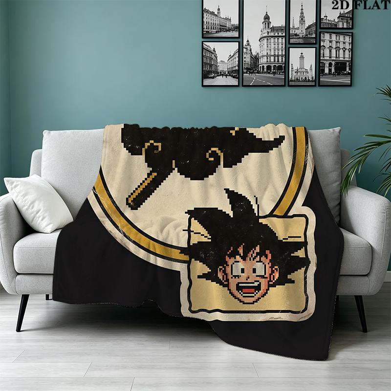 Goku Printed Flannel Blanket, soft throw for bedroom sofa, washable, Christmas present, great gift.