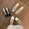 2025 Summer New French Niche Bag Head Low Heel Half Slippers Women's Outer Wear with Skirt Gentle Single Shoes Mary Jane