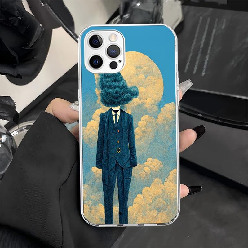 Чехол для телефона с рисунком Рене Магритта для iPhone 11 12 13 Mini 14 15 Plus 16 Pro Max 17 Air 16E 7 8 SE 17ProMax Мягкий чехол Fundas 11 12 1