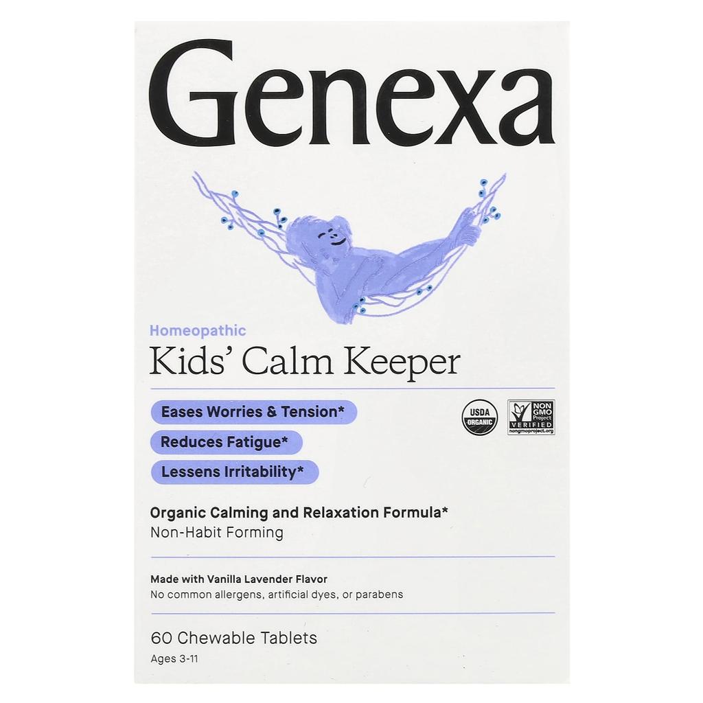 Genexa, Calm Keeper for Children, Ages 3 To 11, Vanilla & Lavender, 60 Chewable Tablets