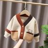 Kids' Korean Cartoon Pocket Cardigan - Unisex Thick Knit Sweater for Fall/Winter 2022