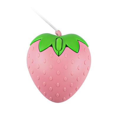 Проводная USB-мышь, маленькая, милая, в форме фруктов, клубники, мультяшная, USB-мини-оптическая мышь, портативная, для детей и женщин, совместимая с ПК/ноутбуком/компьютером (розовый)