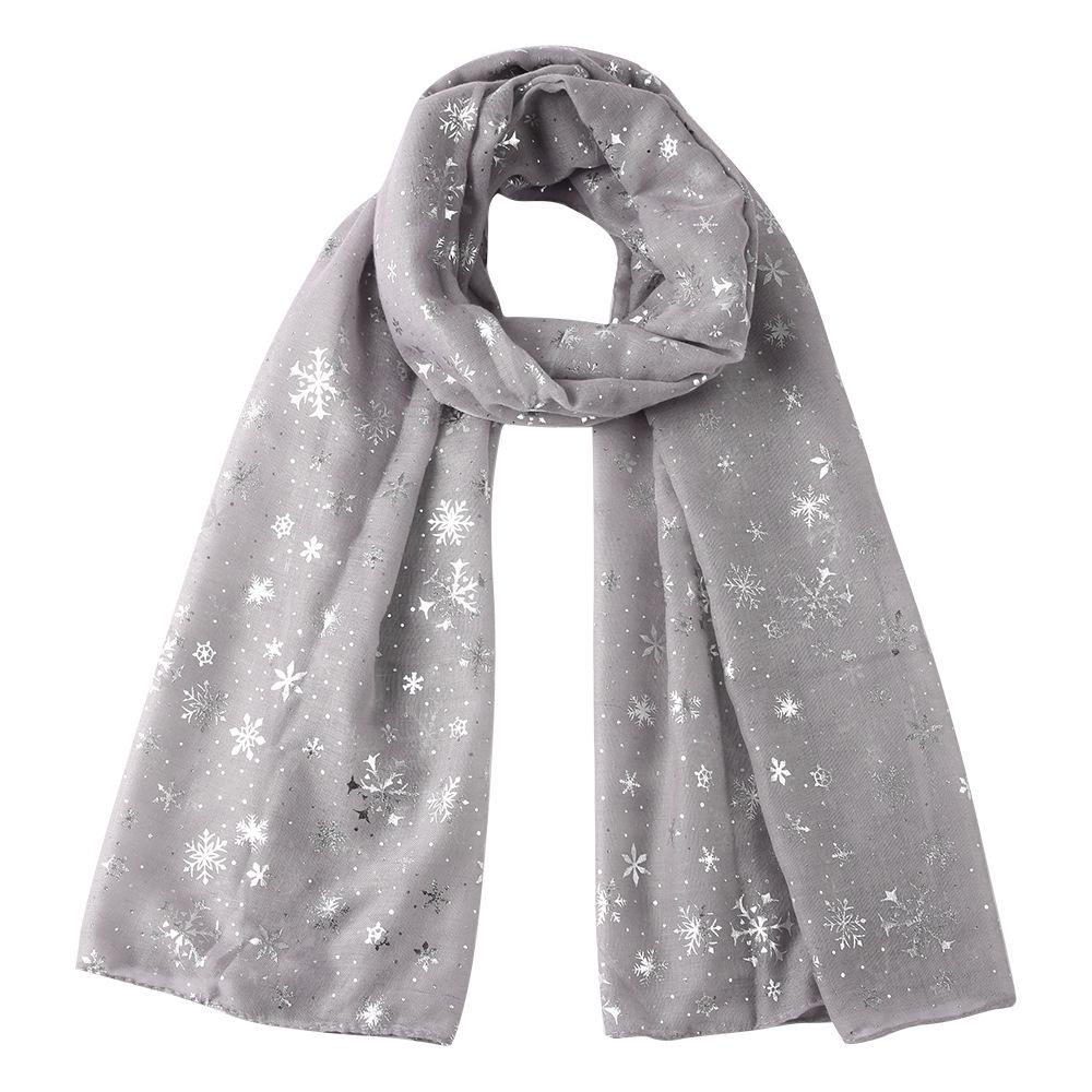 Women Printing Silk Scarf New Autumn Winter Retro Christmas Gift Snowflake Silver Polka Lady Print Casual Voile Shawls Wraps Scarf
