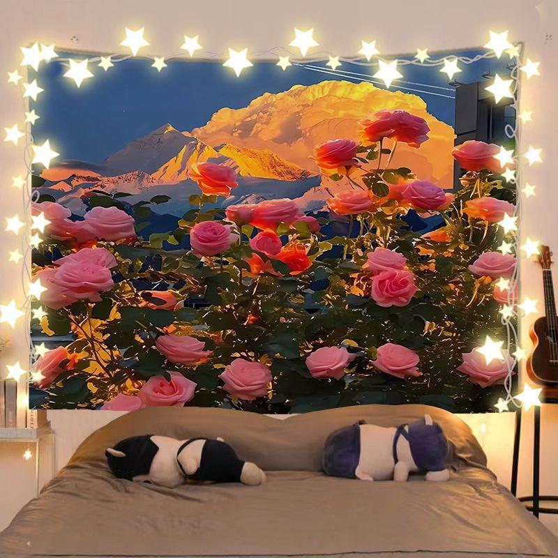 Floral Sea Blanket Rental House Renovation Fabric Living Room Background Wall Hanging