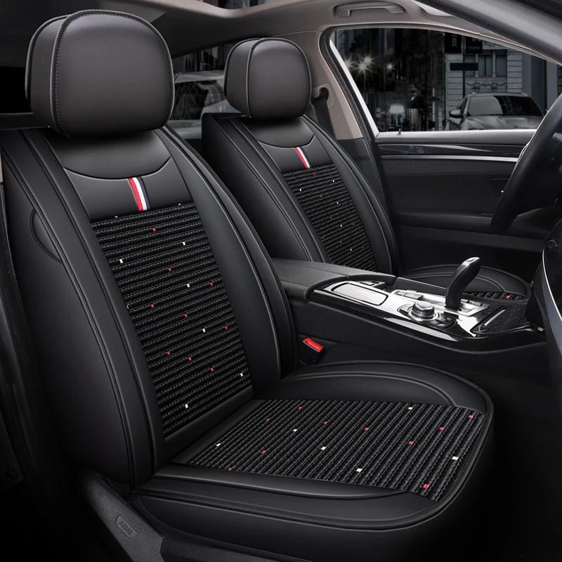 Высококачественные кожаные и ледяного шелка 3D чехлы на сиденья автомобиля с полным покрытием на 5 мест - Универсальная посадка, Дышащие, Противоскользящие, Легко установить
