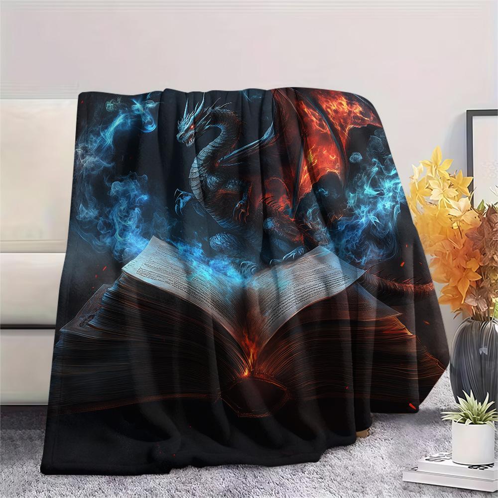 Winged Dragons Print Flannel Blanket, High quality Comfortable for All Seasons, Home Decor, Warmth and Comfort