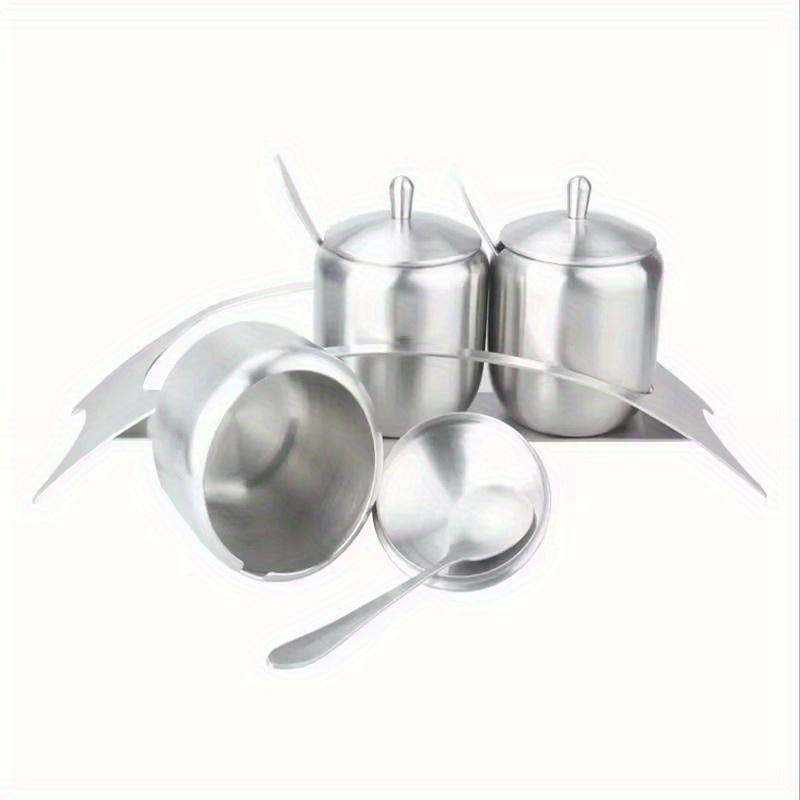 Сахарница из нержавеющей стали 304 с прозрачной крышкой, органайзеры для хранения сахара, 3 сервировочные ложки и нескользящее основание