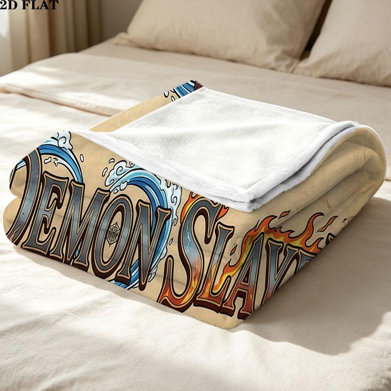 1PC Demon Slayer Patterned Flannel Blanket Suitable For All Seasons For Home Decor Warmth And Comfort Gifts Holiday Present